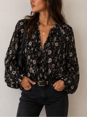 Isabel Marant Etoile Floral Boho Long Sleeve Top Size 38